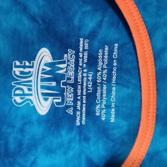 A New Legacy Space Jam Tie Dyed Aqua Blue Tune Squad Tank Top Sz. L - Picture 3 of 4